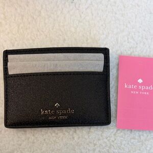 KATE SPADE New York black glitter small, slim cardholder,  new in box.